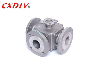 Thân nhỏ đầy đủ 3 mặt bích Van bi vuông với thân gắn