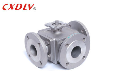Thân nhỏ đầy đủ 3 mặt bích Van bi vuông với thân gắn