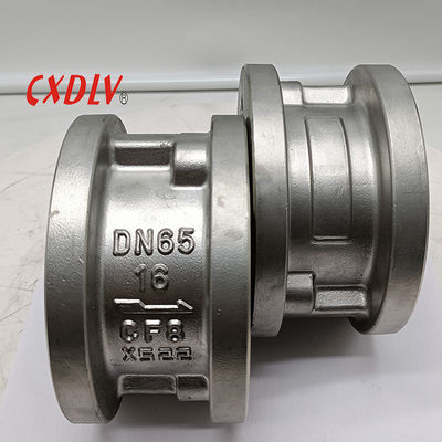 Van bi kiểm tra đĩa đôi bằng thép không gỉ 304 dạng wafer, mặt bích PN16, phù hợp với tất cả các mặt bích lên đến PN16