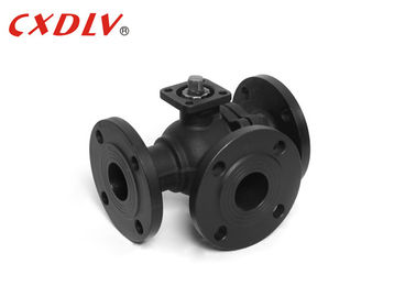 Flange End Cast Steel L-port 3 Way Flanged Ball Valve PN16 4 Inch Gắn trực tiếp cho tự động hóa
