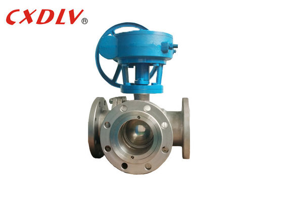Ventil bóng 3 chiều thép không gỉ với cổng T và hoạt động bánh răng cho nước khí khí khí