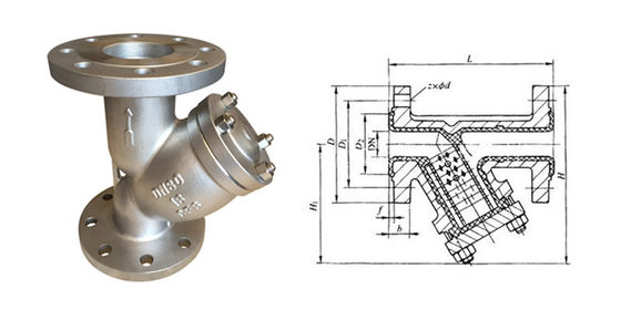 Van chặn lọc Y bằng thép không gỉ DN200, mặt bích, bộ lọc với lưới lọc 40Mesh PN16 RF